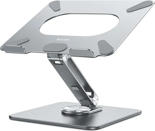 Vista 11 de BESIGN LSX7 - Soporte para laptop con base giratoria de 360°, elevador ergonómico ajustable para portátil, soporte plegable para computadora Negro