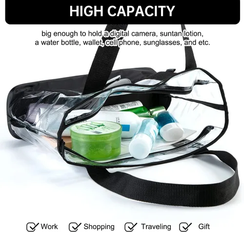 Vista 3 de Bolso transparente BORMELUN, con asa de cremallera para el trabajo, plástico transparente para mujer