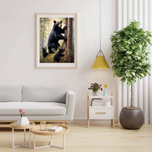 Vista 2 de LXTONG Kit de arte de diamantes de pintura de oso negro, arte de diamantes de taladro redondo completo 5D, pequeño oso negro de pintura por números