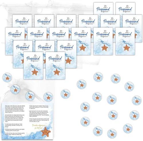 Vista 10 de Smiling Wisdom - 20 regalos de historia de estrellas de mar a granel - Tarjetas de apreciación de You Make a Profound Difference e imán redondo