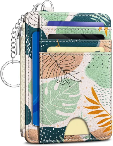 Vista 42 de Kelvoris Tarjetero pequeño para mujer, cartera delgada con bloqueo RFID, llavero con bolsillo para monedas con cremallera, bolsillo frontal