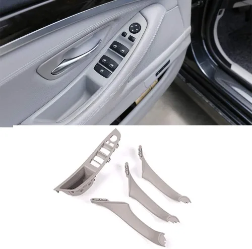 Vista 6 de YIWANG Kit de 4 piezas de panel de reposabrazos de interruptor de ventana de automóvil ABS y manija de puerta para BMW Serie 5 para reposabrazos