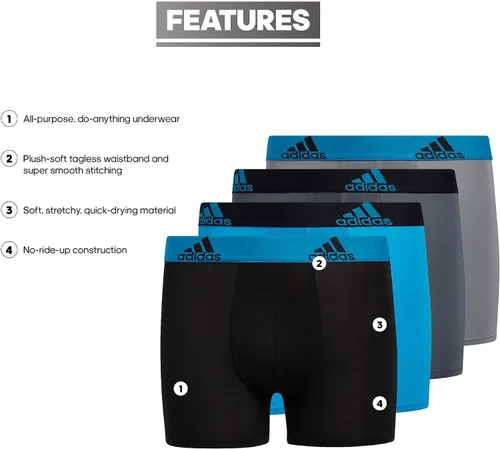Vista 2 de adidas Calzoncillos tipo bóxer de rendimiento para niños paquete de 4