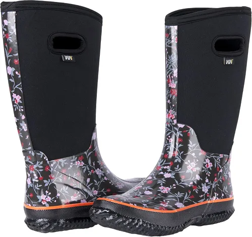 Vista 8 de WTW - Botas de lluvia que llegan a media pantorrilla para mujer, impermeables, aisladas, de neopreno, botas para cacería, botas de jardín, botas