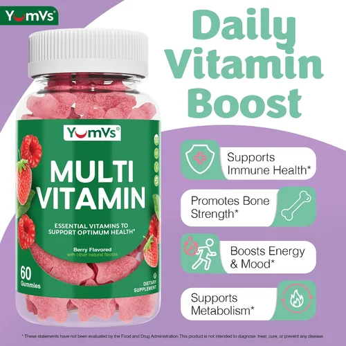 Vista 3 de YumVs Complete Multivitamínico y Multimineral para Adultos Jaleas, Frambuesa, 60