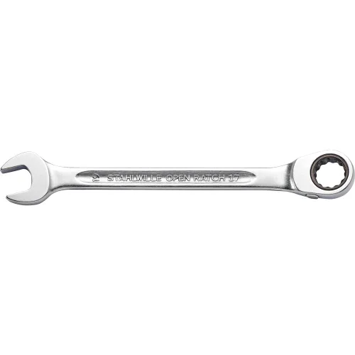 Vista 9 de Stahlwille 41170808 - Llave combinada de trinquete, apertura trasera, 72 dientes con extremo bihexágono, acero aleado cromado y cromado