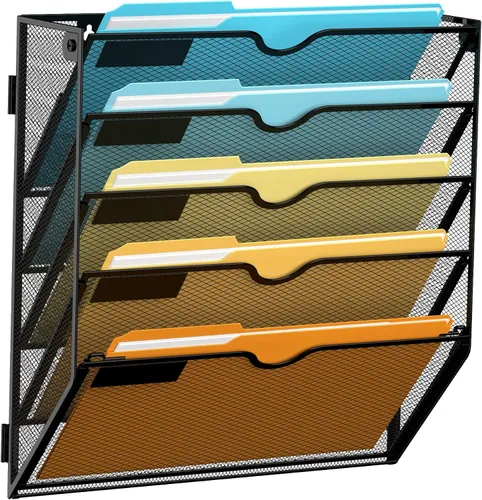 Vista 20 de SUPEASY Organizador de Archivos de Pared de Malla para Oficina, Soporte de Correo Colgante, Organizador de Pared para Revistas para Oficina Negro