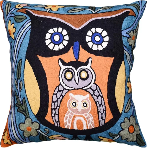 Vista 12 de Funda de almohada lumbar Picasso - Cojín abstracto de gatitos azules - Lana bordada a mano tamaño 14 x 20 Almohada lumbar Blue Cats