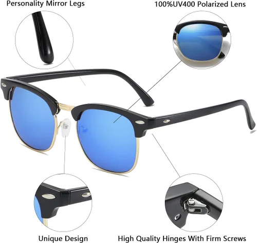 Vista 2 de Gafas de sol retro semi sin montura con medio marco UV400 para hombres y mujeres