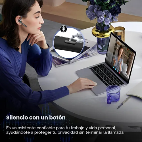 Vista 6 de Auriculares Bluetooth 2026, auriculares inalámbricos Bluetooth 5.3, auriculares de una sola oreja de 90 horas con audio APTX HD y botón de silencio