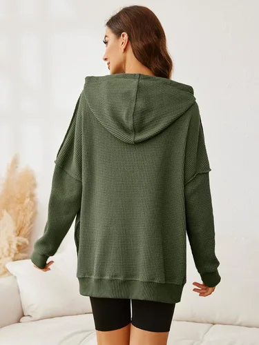 Vista 4 de Glamaker Sudaderas con capucha de manga larga para mujer, con cordón de moda, de gran tamaño, con bolsillos