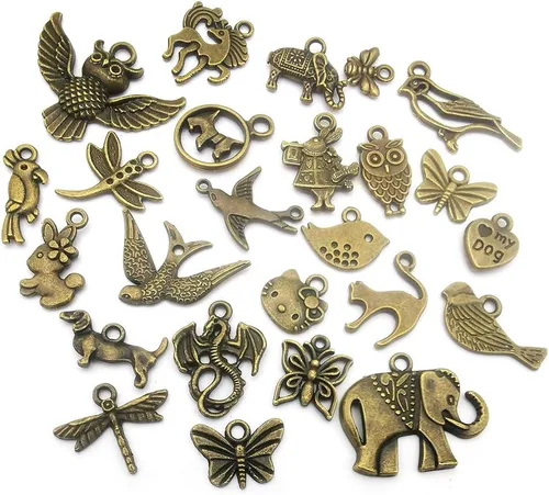 Vista 3 de 100 Uds. a granel lotes mini encantos de bronce antiguo para suministros de fabricación de joyas DIY material de artesanía accesorios pulsera