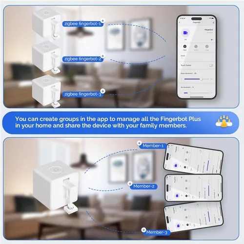 Vista 6 de MOES Zigbee Fingerbot Plus, Pulsador de Botón Inteligente Sin Cableado, Actualización con Control Táctil, Compatible con Alexa, Compatible con Tuya