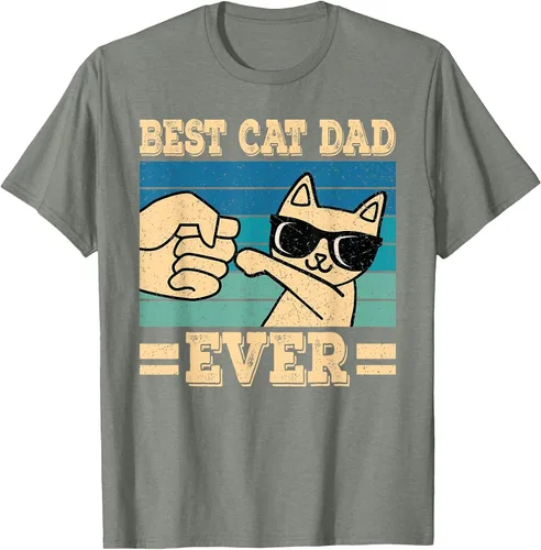 Vista 52 de Best Cat Dad Ever Vintage Funny Cat Lover Retro Men T-Shirt Asphalt Grey