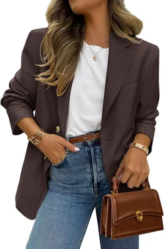 Vista 26 de PRETTYGARDEN Blazers 2026 para mujer casual de negocios Caqui oscuro