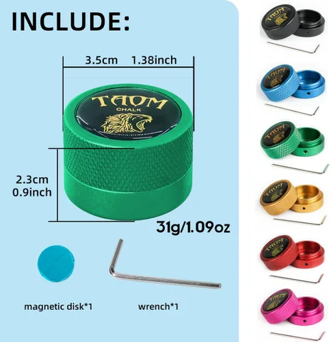 Vista 2 de TAOM - Soporte para tiza de billar, herramienta práctica redonda, accesorios de billar, mini estuche magnético para punta de tiza, contenedor