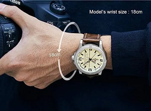 Vista 7 de NAVIFORCE Date Quartz Men Casual Militar Sports Japón Movimiento de cuarzo Relojes de pulsera de cuero genuino plata