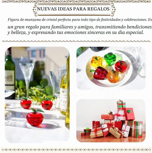 Vista 4 de Estatuilla de manzana de vidrio rojo soplado de 2 pulgadas de cristal de Apple
