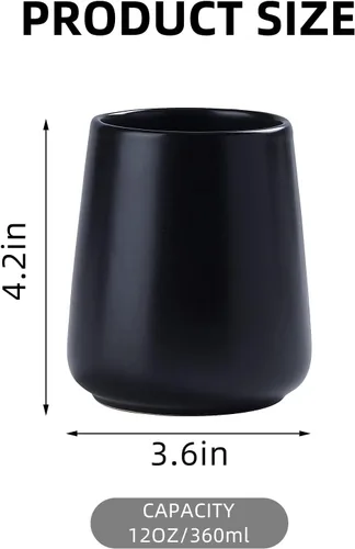 Vista 3 de Soporte Negro para Cepillos de Dientes para Baño - Soportes de Cerámica para Cepillos de Dientes, Soporte para Pasta de Dientes, Vaso Reutilizable