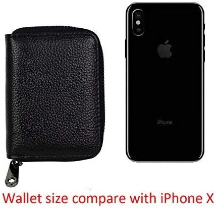 Vista 5 de Lacheln Portatarjetas para mujeres y hombres, carteras pequeñas RFID, estuche para tarjetas de crédito, organizadores de dinero, Negro, 20 ranuras