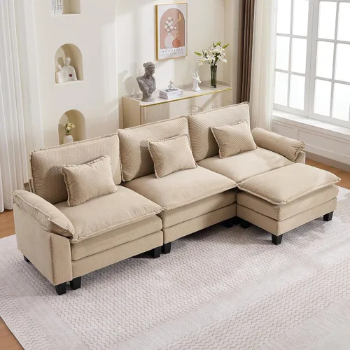 Vista 36 de URRED - Sofá seccional modular Cloud, sofá moderno en forma de L de 87" con profundidad de asiento con otomana y almohadas, ultra cómodo sofá