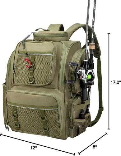 Vista 7 de WANOON Mochila de pesca, bolsa de aparejos, con cajas de aparejos. Bolsa de pesca grande, materiales fuertes