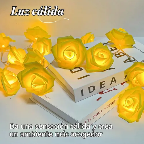 Vista 5 de VIPMOON Guirnalda de luces de rosas de 6.6 ft, 20 LED, funciona con pilas, luces románticas brillantes y cálidas, lámpara de hadas para el día