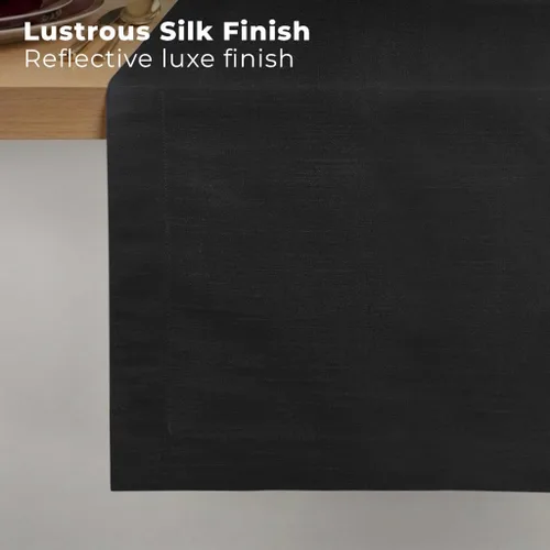 Vista 3 de Luxe Shine™ by D'Moksha - Camino de mesa negro de 36 pulgadas, elegante camino de mesa de seda, lavable a máquina, 14 x 36 pulgadas para tocador