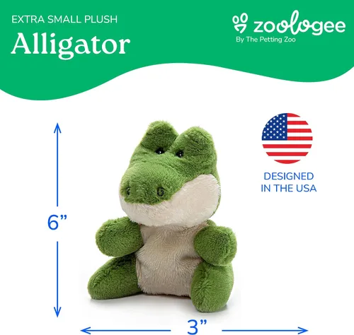 Vista 3 de The Petting Zoo Peluche de cocodrilo, regalos para niños, animales de vida silvestre Nuggetz, juguete de peluche de cocodrilo verde de 6 pulgadas