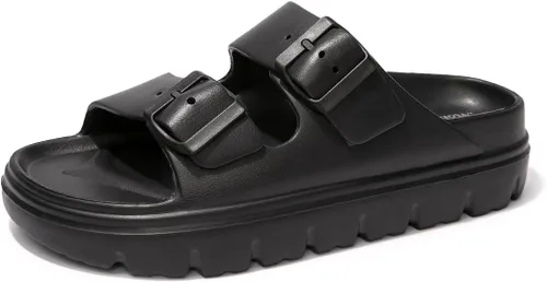 Vista 51 de FUNKYMONKEY - Sandalias bajas cómodas para mujer, hechas de etilvinilacetato, ajustables con hebilla doble