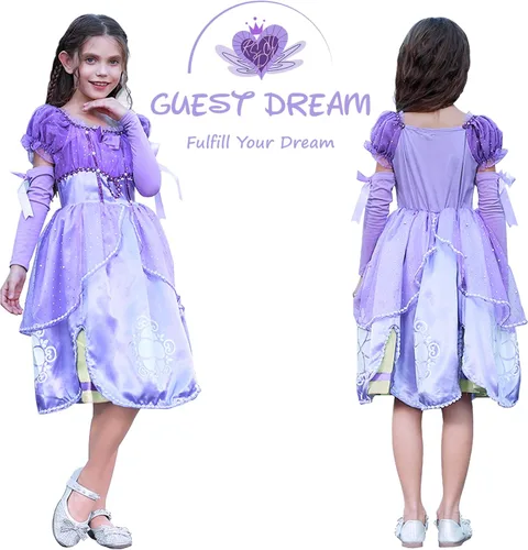 Vista 7 de guest dream Disfraz de princesa para niñas disfraz de princesa con accesorios para fiesta Halloween Navidad cosplay