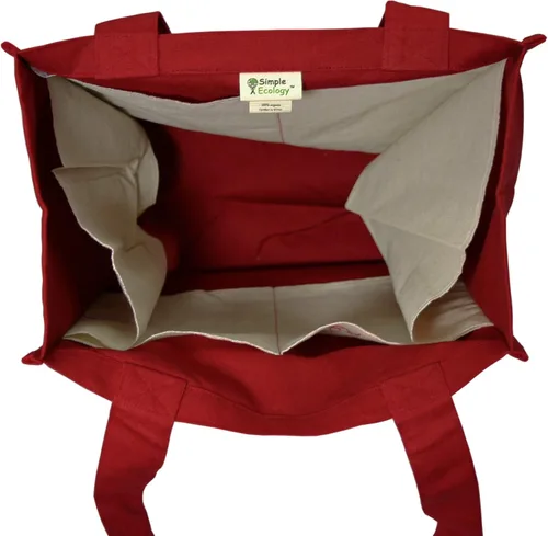 Vista 3 de Simple Ecology Bolsa de compras reutilizable de algodón orgánico; fundas para botellas, soporte inferior rígido (diseño actualizado)