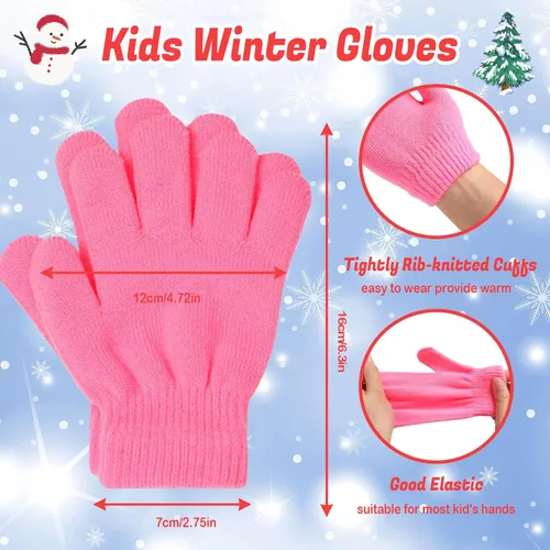 Vista 3 de Handepo Guantes para niños a granel de invierno de punto colorido elástico dedo completo guantes cálidos para personas sin hogar regalos de fiesta