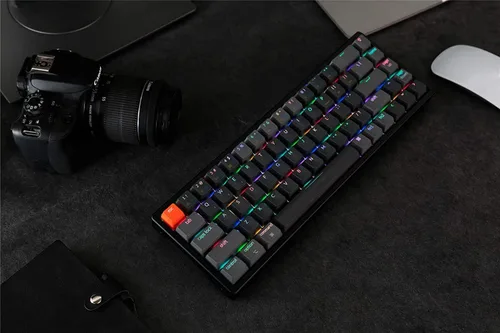 Vista 6 de Keychron K6 Teclado mecánico inalámbrico intercambiable con Bluetooth 5.1con cable, 65% compacto de 68 teclas RGB LED retroiluminadas con N-Key