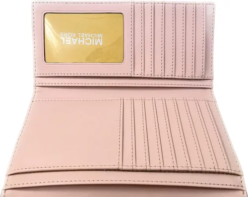Vista 3 de Michael Kors Jet Set Travel - Cartera triple grande de cuero vegano Powder Blush Michael Kors Jet Set Travel - Cartera grande de tres pliegues