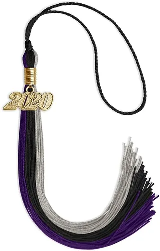 Vista 93 de Endea - Borla de graduación de triple color con gota de fecha dorada (negro/dorado/granate, 2020)