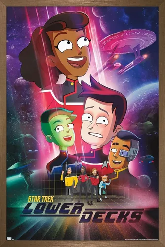 Vista 16 de Star Trek: Lower Decks - Póster de pared de arte clave, 22.4 pulgadas de largo x 14.7 pulgadas de ancho, versión enmarcada de madera de granero