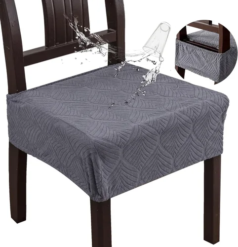 Vista 10 de Fundas de asiento para silla de comedor, extraíbles y lavables, juego de 2, fundas de cojín de asiento de silla de jacquard, protectores