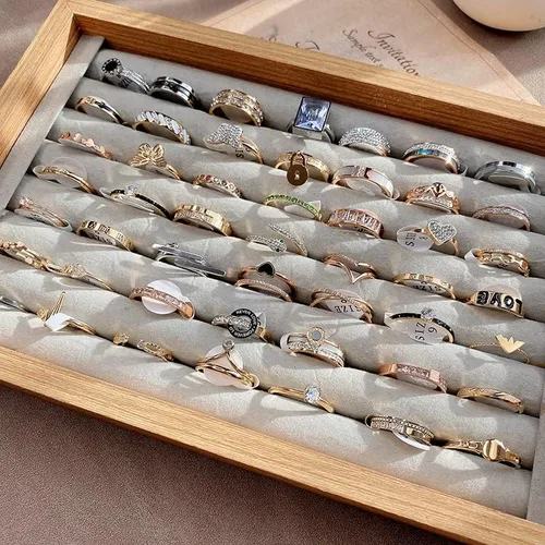 Vista 7 de Elsjoy Paquete de 2 bandejas organizadoras de anillos 9 x 6 pulgadas caja organizadora de anillos bandeja de almacenamiento de anillos bandeja