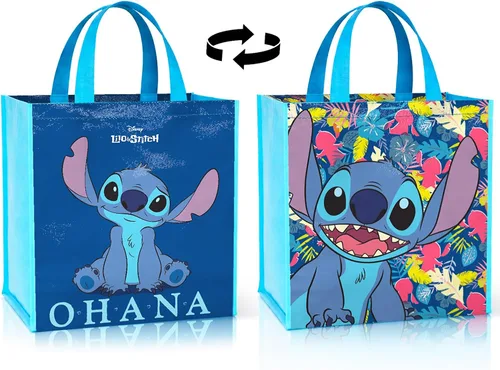 Vista 2 de Disney Stitch Tote Bag Bundle Lilo and Stitch Accesorios – Juego de 3 piezas de bolsas de comestibles de puntada, más Bolsas reutilizables