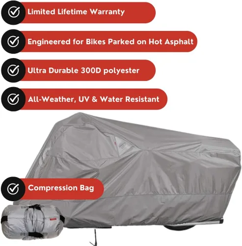 Vista 2 de Dowco Guardian 51223-07 WeatherAll Plus - Funda impermeable para motocicleta para interiores y exteriores, color gris, Cruiser