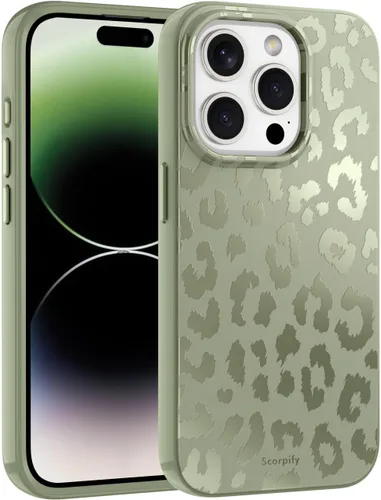 Vista 20 de SCORPIFY Funda para iPhone 15 Pro Max [Compatible con MagSafe] con Diseño de Estampado de Leopardo Guepardo Negro Mate, Linda Funda Magnética