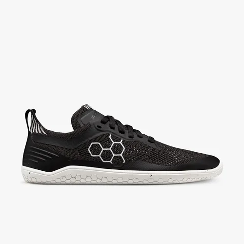 Vista 3 de Vivobarefoot Geo Racer Knit, tenis veganos ultraligeros para hombre con suela descalza, Obsidiana