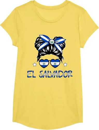 Vista 41 de Camiseta de El Salvador para Niñas Bandera Patrimonio Hispano Salvadoreño