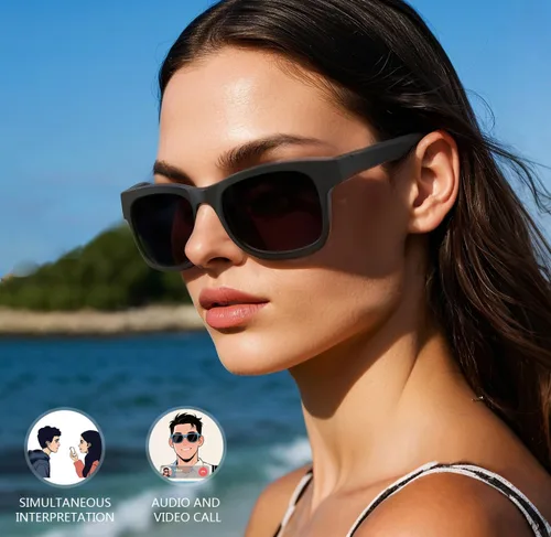 Vista 7 de Gafas inteligentes AI, despertador de voz de diálogo AI, traducción de 115 idiomas, interpretación simultánea, traducción de grabación en el sitio