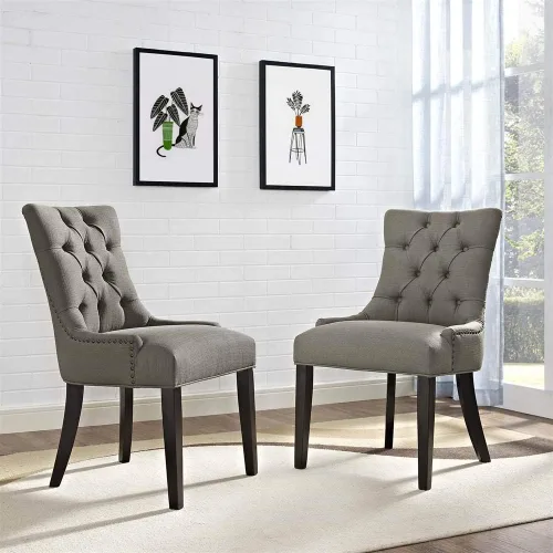 Vista 5 de Modway Regent Modern - Sillas de comedor tapizadas de tela copetuda con ribete de clavos en granito