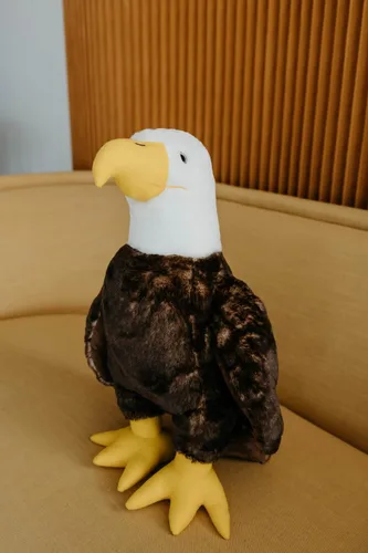 Vista 7 de The Petting Zoo Peluche de águila calva, regalos para niños, animales salvajes del zoológico Onez, juguete de peluche de águila calva de 12 pulgadas