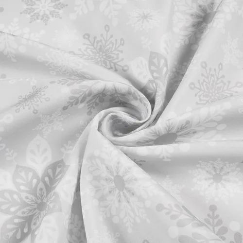 Vista 5 de Mantel de Navidad, mantel de copo de nieve gris y blanco, mantel impermeable de Navidad gris para comedor, cocina, vacaciones de invierno, funda