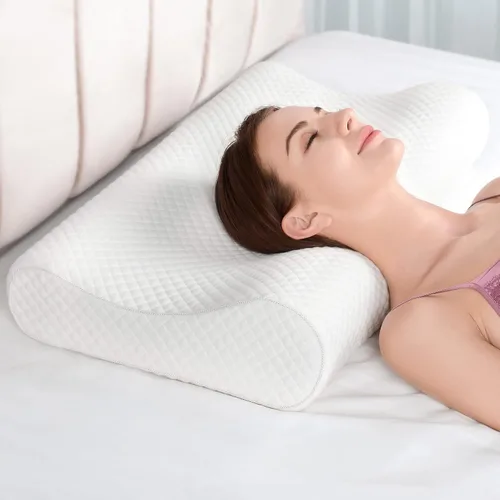 Vista 10 de Almohada de espuma viscoelástica con contorno firme, almohada cervical para aliviar el dolor de cuello, almohadas ortopédicas para dormir de lado