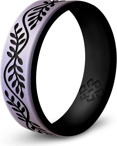 Vista 8 de Anillo de silicona Knot Theory en Filigrana, Floral, Corazones o Laurel - Banda de boda de silicona grabada de doble capa, para actividades
